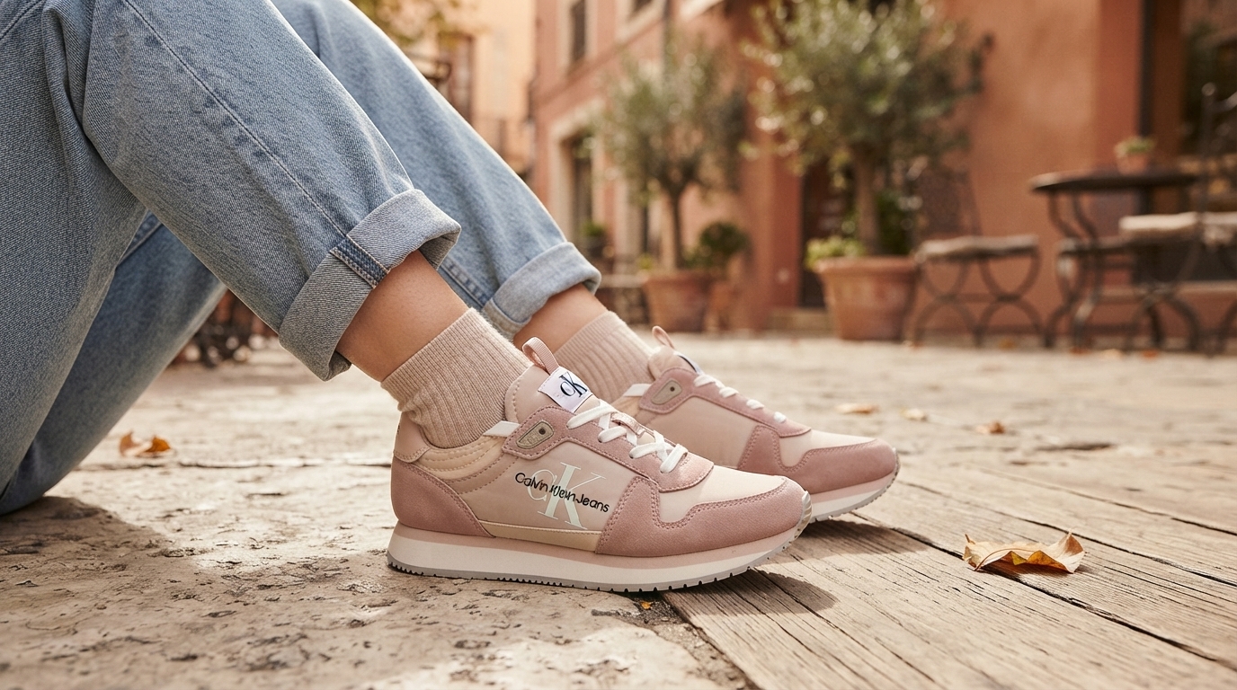 Calvin Klein Pink Suede Print Sneakers: Style & Comfort
