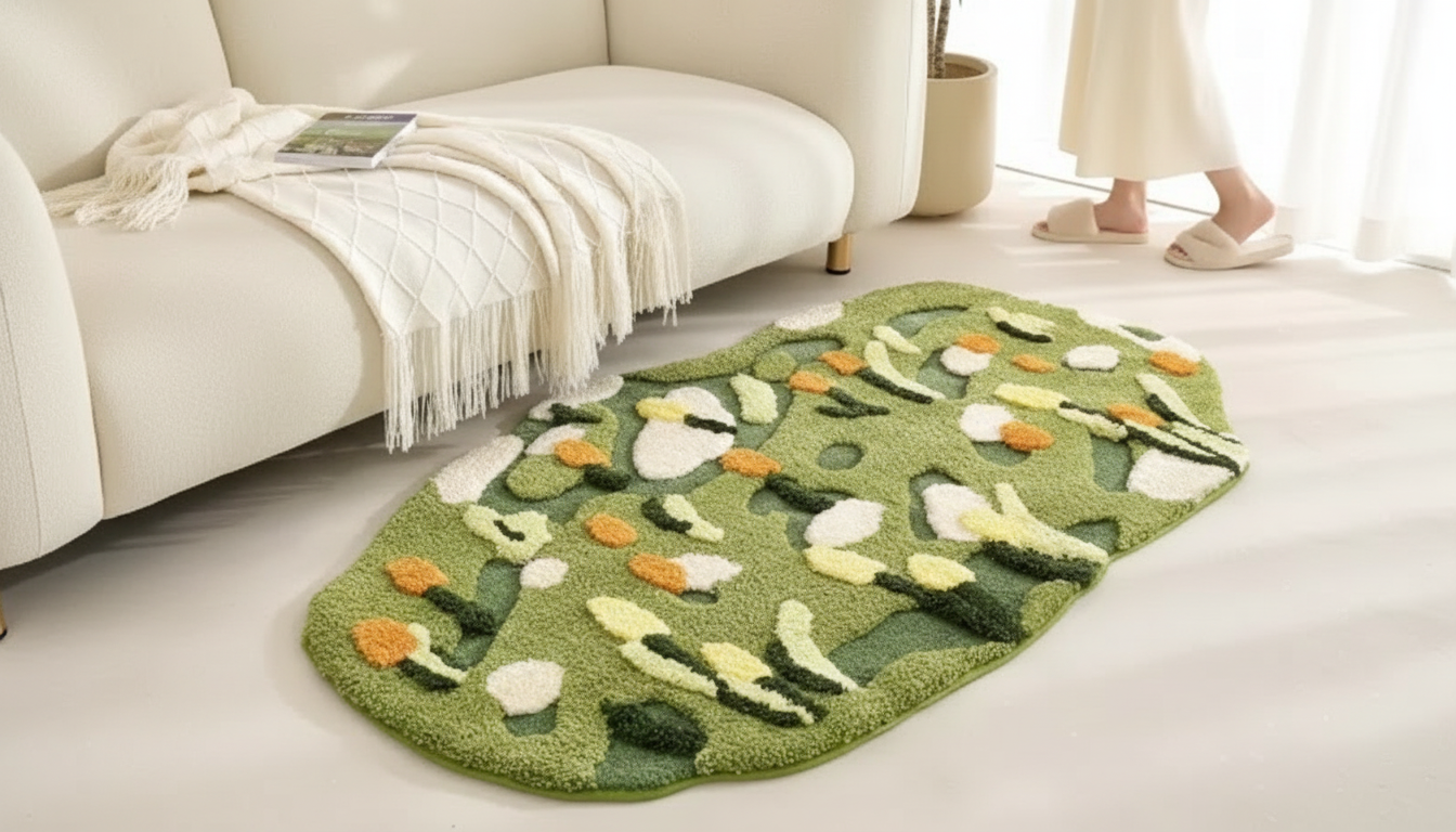 Moss Floral Hand-Tufted Rug: Calm Texture, Easy Styling